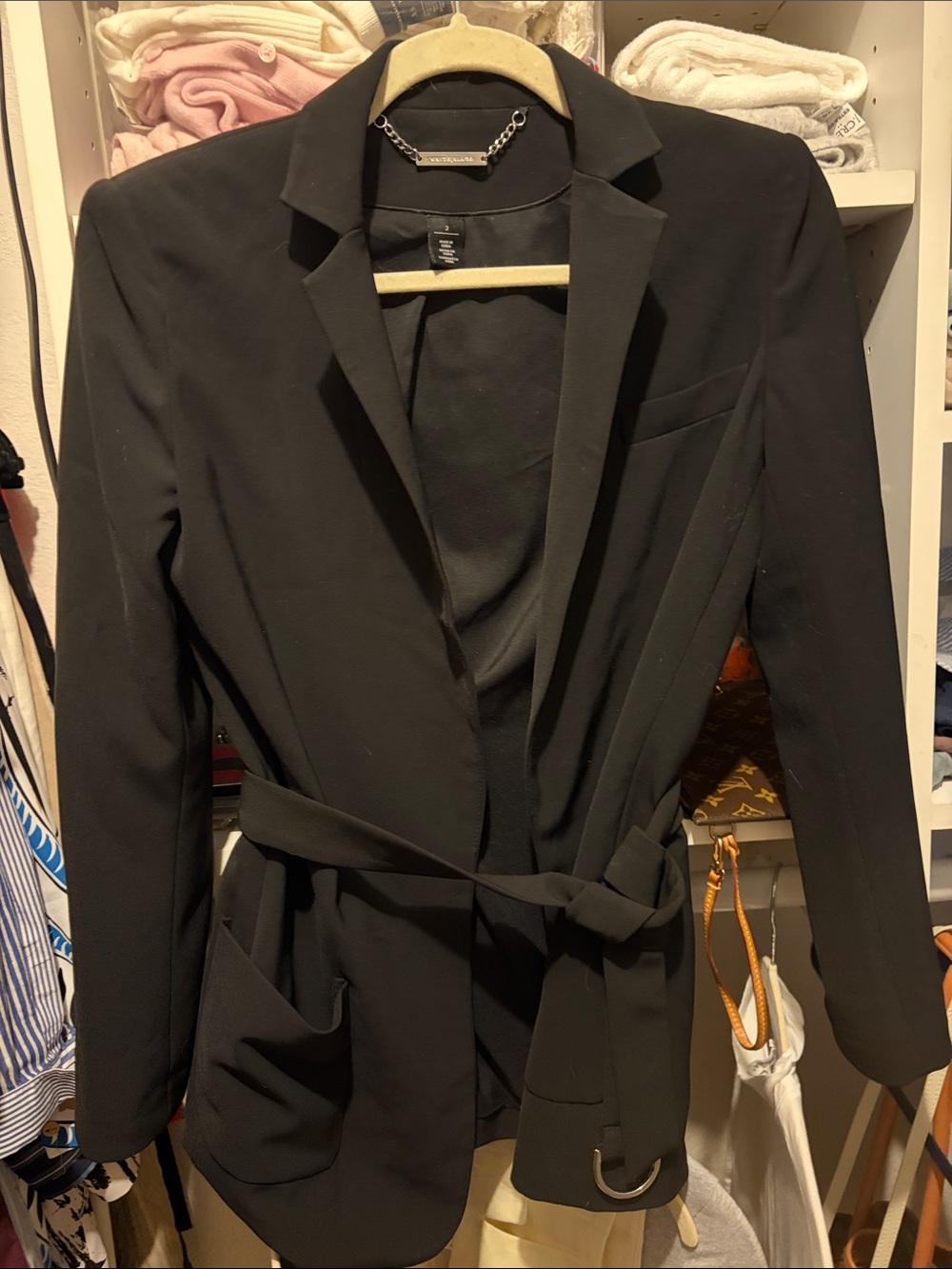 White House Black Market Black Belted Blazer